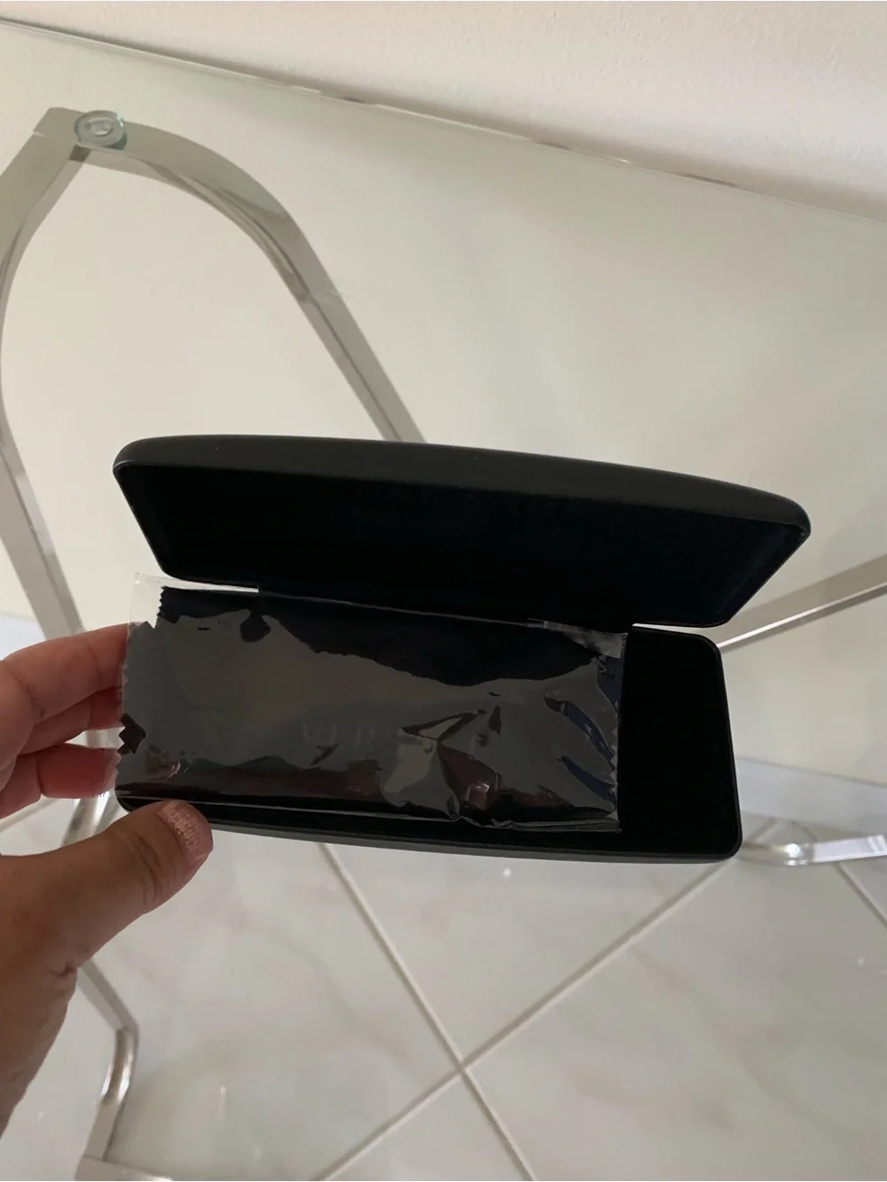 Versace Black and Gold Eyewear Case & cloth